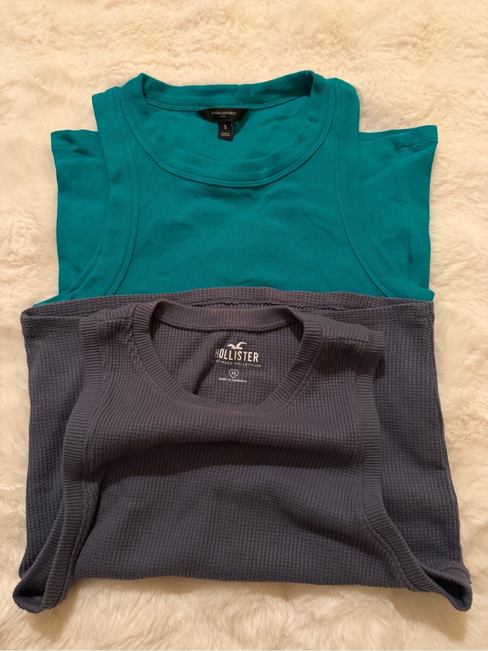 Banana Republic Teal Ribbed Crewneck Tank Top